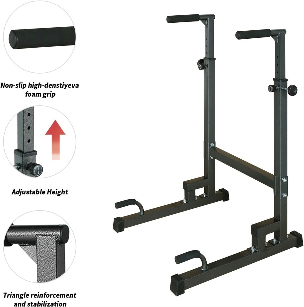Multifunction Dip Station Pull Up Bar Fullbody Adjustable Height Dip Bar Station