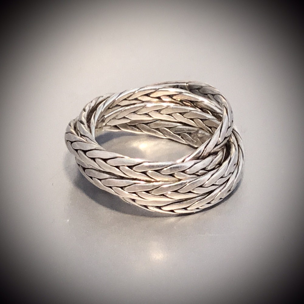 SAMUEL B STERLING SILVER BRAIDED DESIGN STACKED UP RING SIZE 7