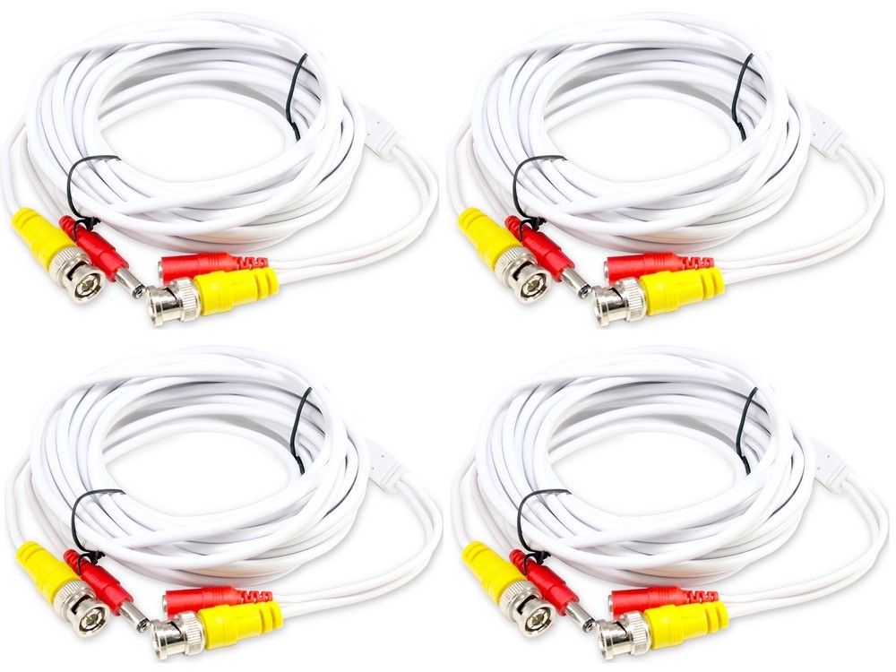 4 x 25ft BNC Video Power Plug Play Cable for Security Camera System CCTV Premade