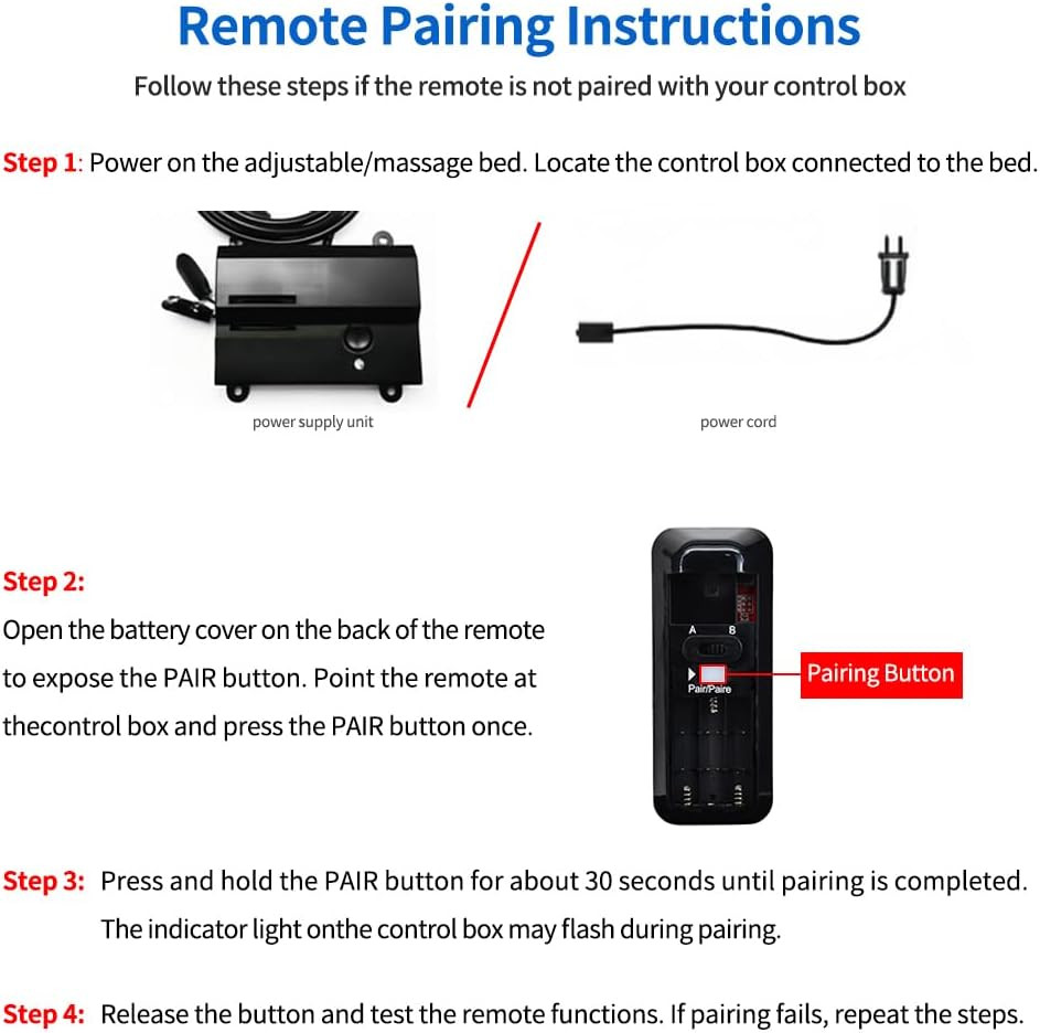 RF399A RF368B MC120TS Remote Replacement for Keeson Adjustable Bed Remote/Tempur