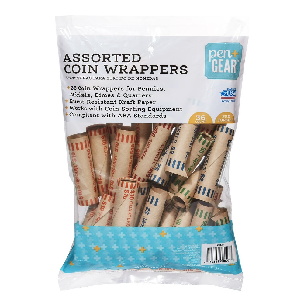 Paper coin wrappers preformed assorted currency organizers