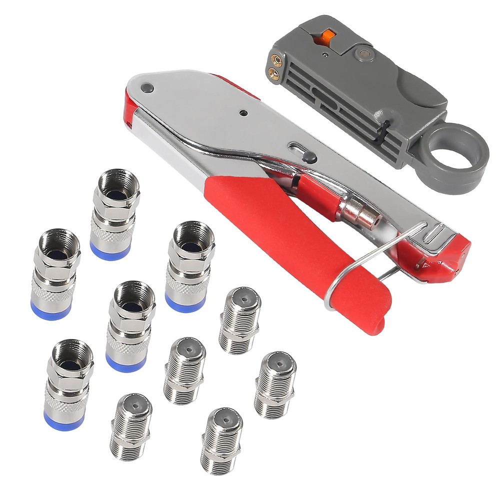ALMOCN Coax Cable Crimper Tool Kit Coaxial Compression Black