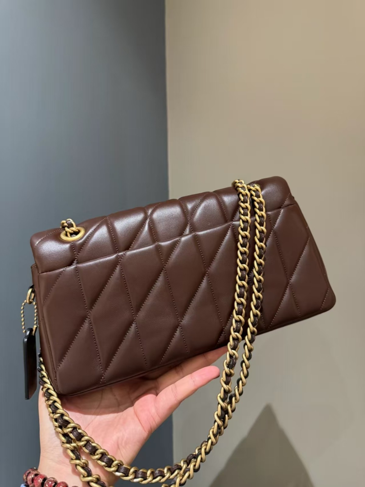 COACH Tabby 26 Quilted Shoulder Bag Leather Maple CP150