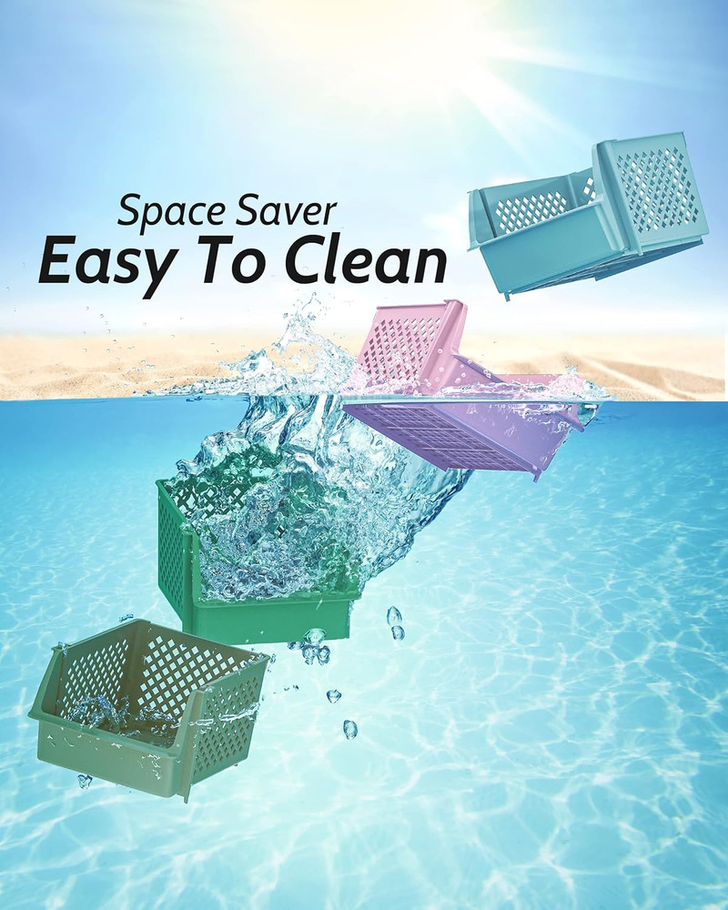 Tidyfriend Stackable Storage Bins for Pantry, 4 Pack Stackable Bins for Organizi