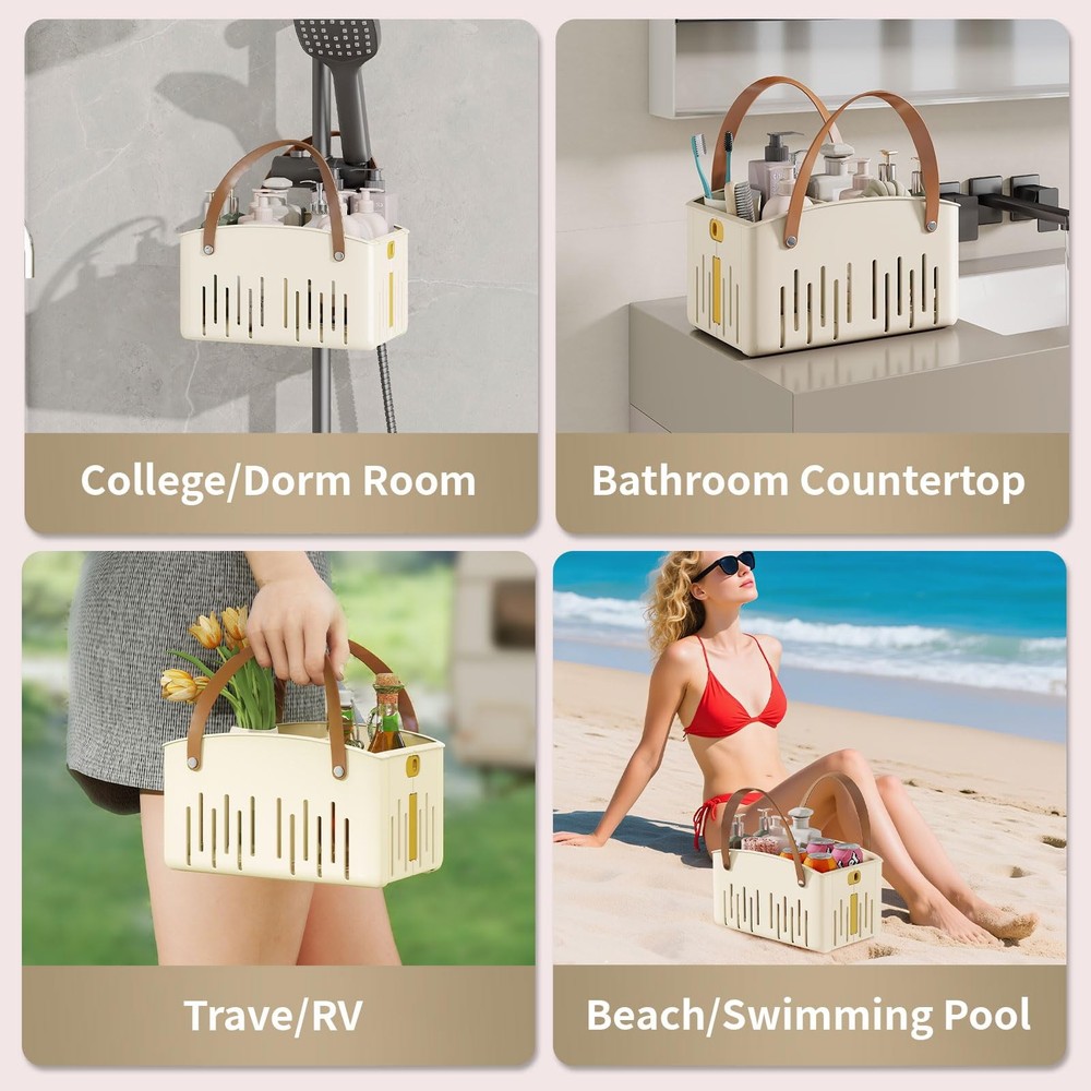 Portable Shower Caddy,Foldable Shower Caddy with Handle and Adjustable Divide...