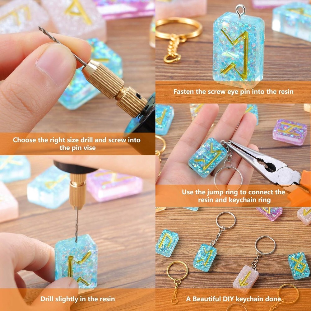 Versatile Electric Drill Kit with 8 Fine Bits for Resin and Polymer Projects