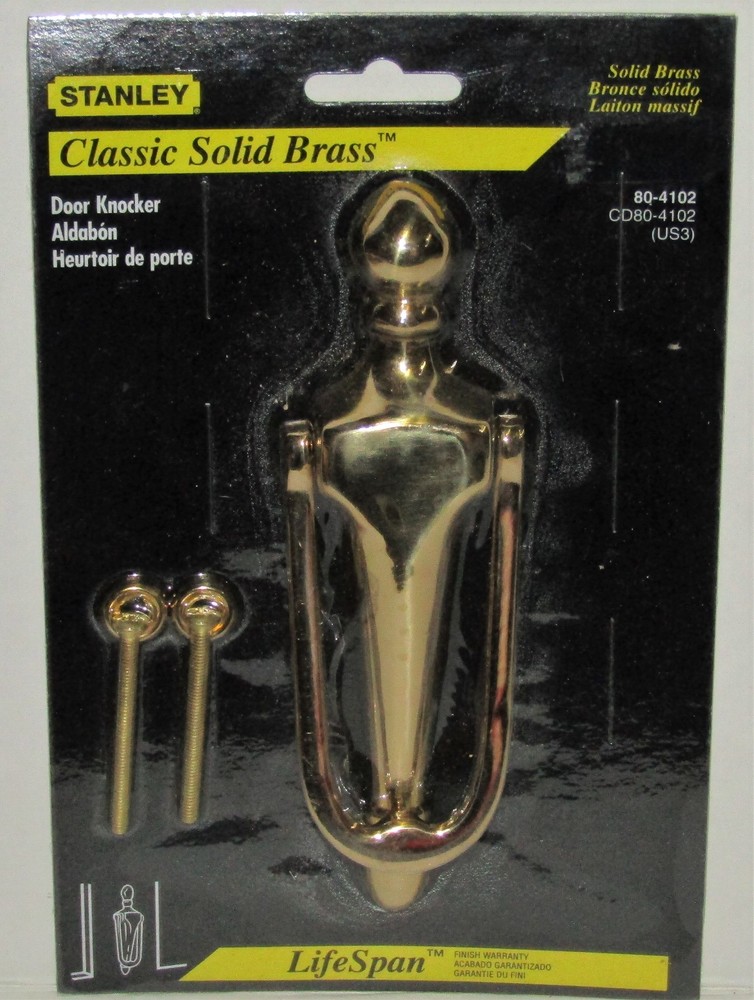 Stanley Hardware Classic Solid Brass Door Knocker No. 80-4102 NEW