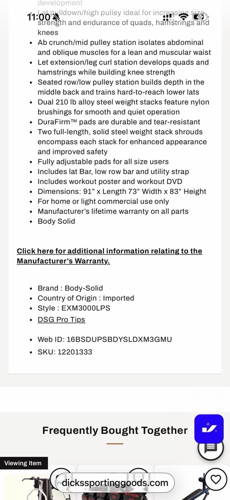 Body Solid EXM3000LPS 2 Stack Home Gym System