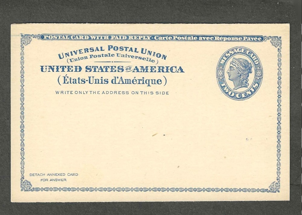 #UY2 1893 2c LIBERTY MESSAGE CARD
