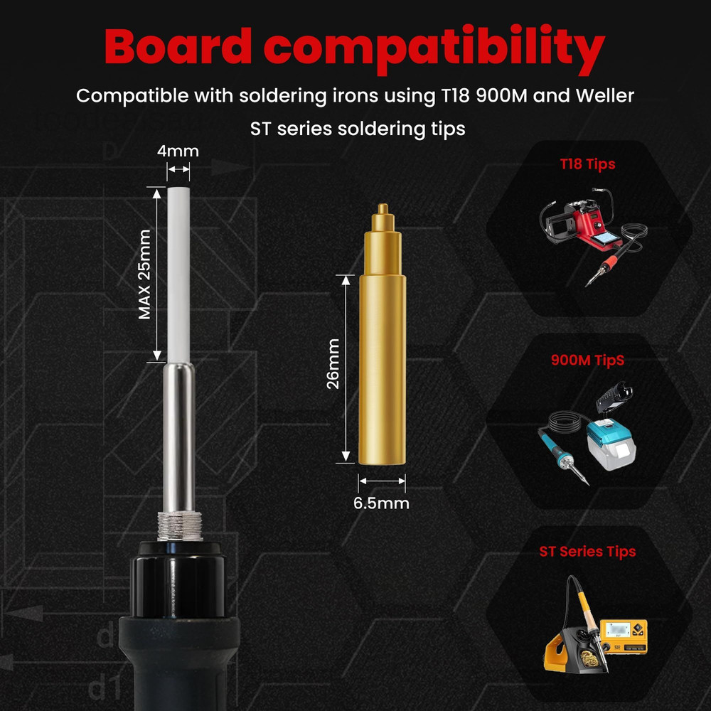 6Pcs Soldering Tips/Heat Set Insert Tips for Thread 03 Tip Change - 7 Sizes