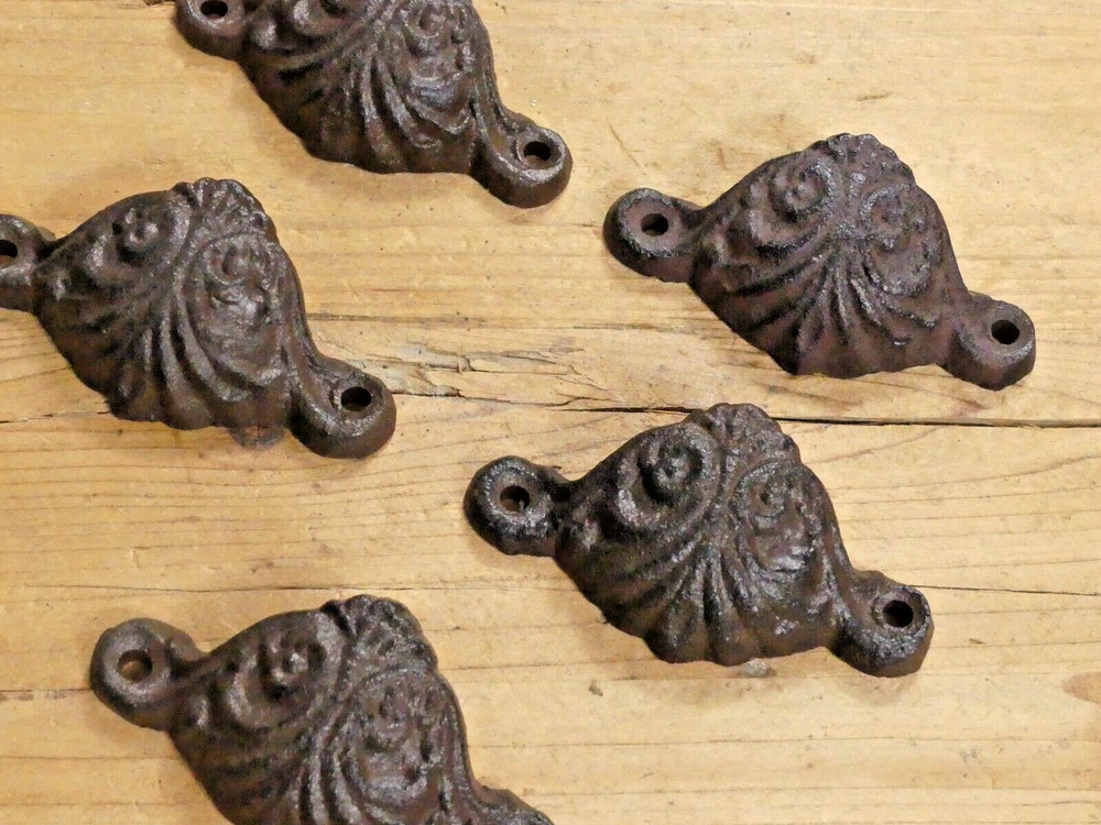 5 CAST IRON BROWN CUP PULLS DRAWER CABINET BIN HANDLES RUSTIC *DIFFERENT COLORS*
