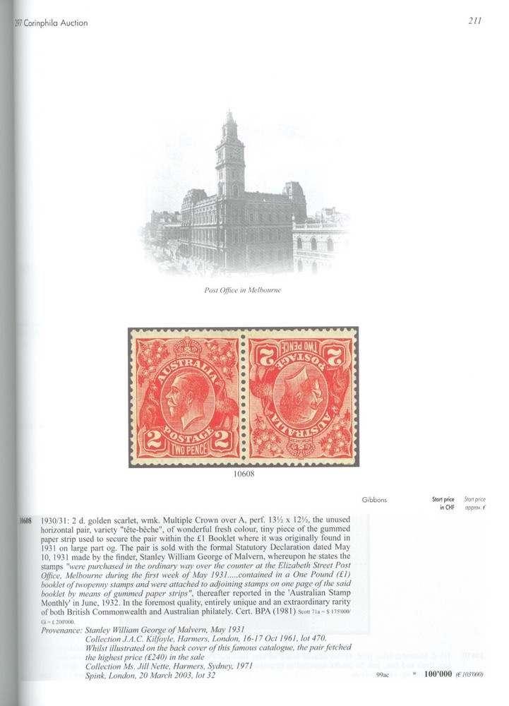 Australia Australian States Specialized Auction Catalogs Corinphila 2022-23
