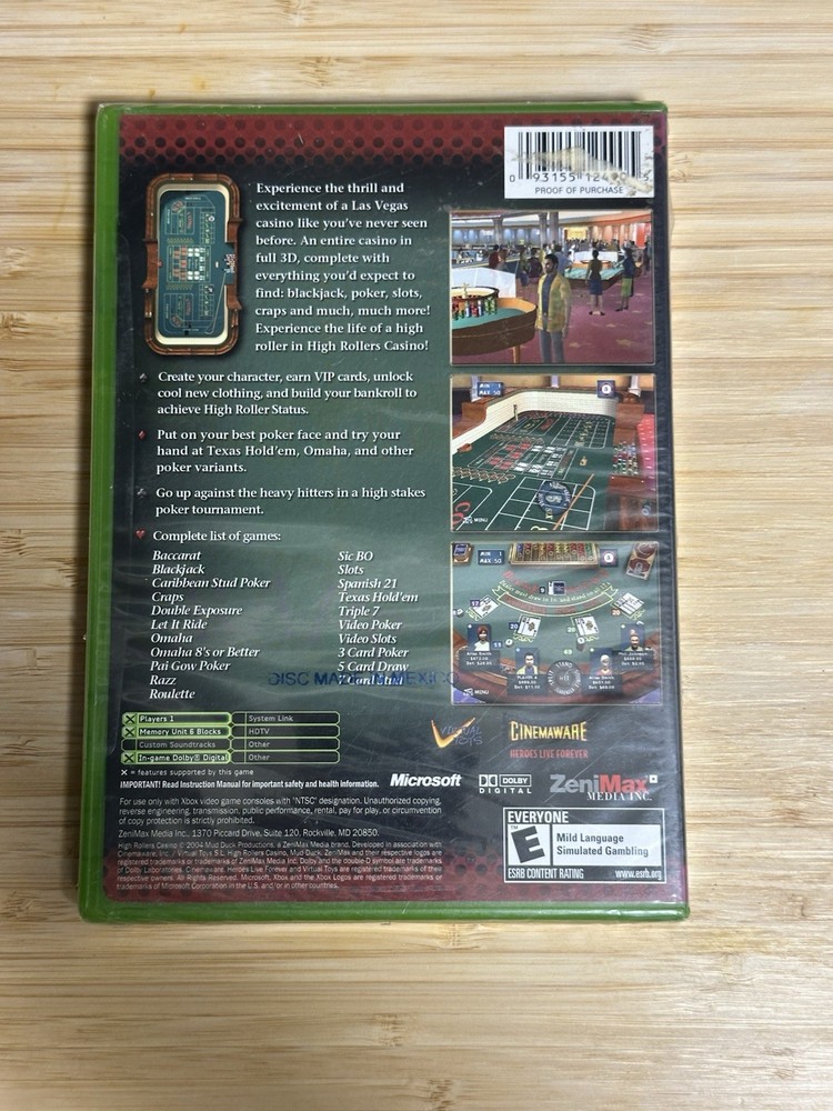High Rollers Casino (Microsoft Xbox Original , 2004) Brand New Sealed