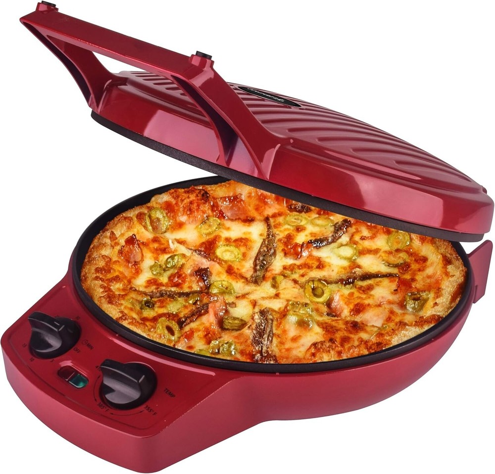 Convertible 12 Inch Pizza Cooker & Calzone Maker - Timer & Temperature Control