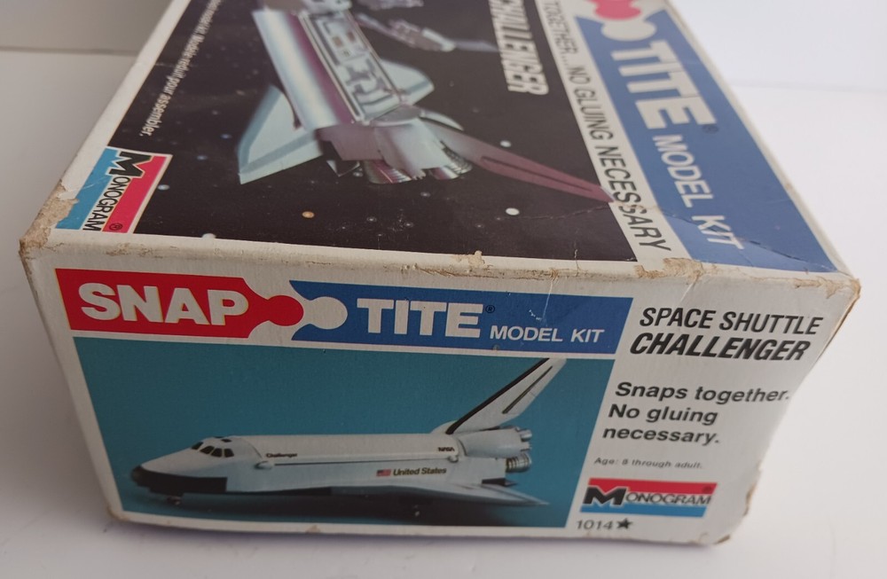 Monogram Space Shuttle Challenger Snap Tite Model Kit #1014 Built 1983 Vintage