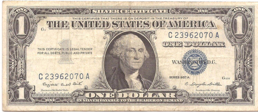 1957A *with motto* SILVER CERTIFICATE