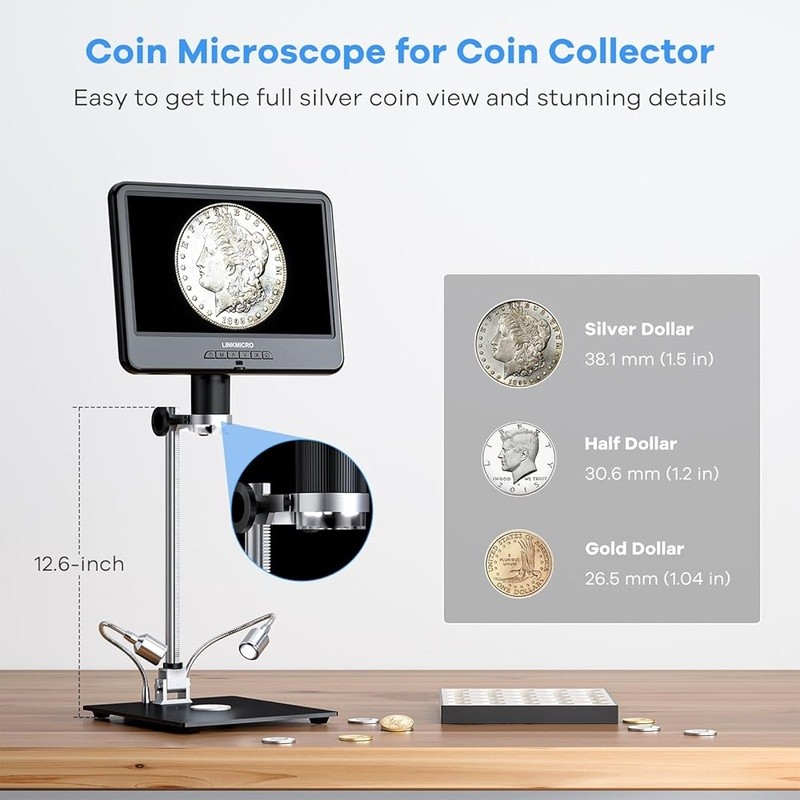 10.1'' LCD Coin Digital Microscope Full View for Error Coins Soldering Camera