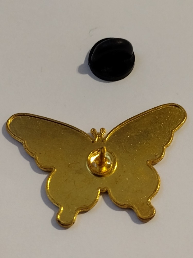 Multicolor Butterfly Religious Cross Lapel Pin