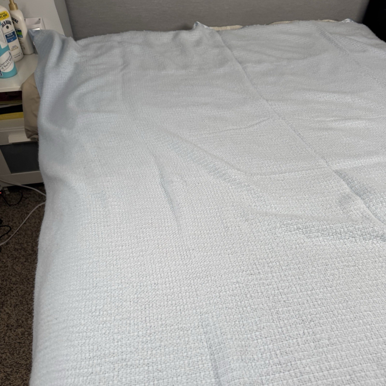 VTG Blue Blanket Thermal Waffle Weave Soft Satin Trim Cannon Mills Co 72x82