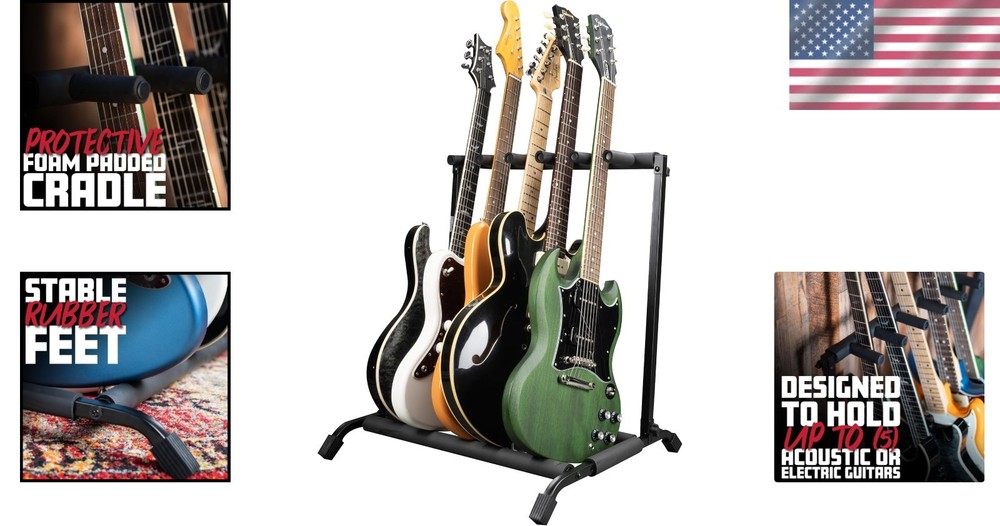 Gator Rok-It Folding Guitar Rack - 5 Guitar Capacity