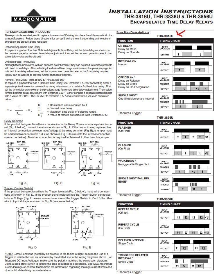 MACROMATIC Multi-Function Encapsulated Timing Relay: Surface Mounted, 12 to 125V