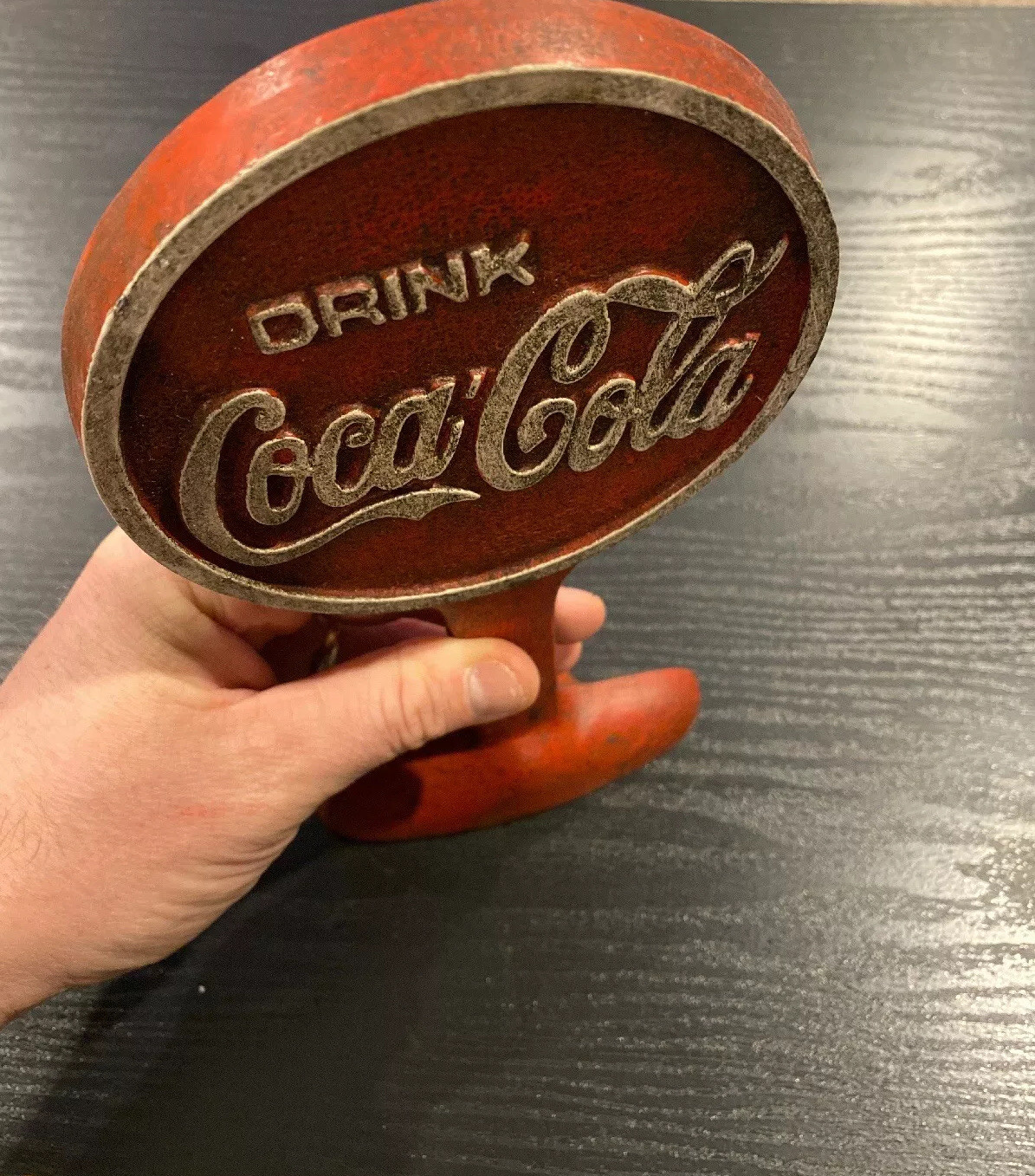 Coca Cola Door Stop Cast Iron Solid Metal Patina Doorstop Soda Coke Collector