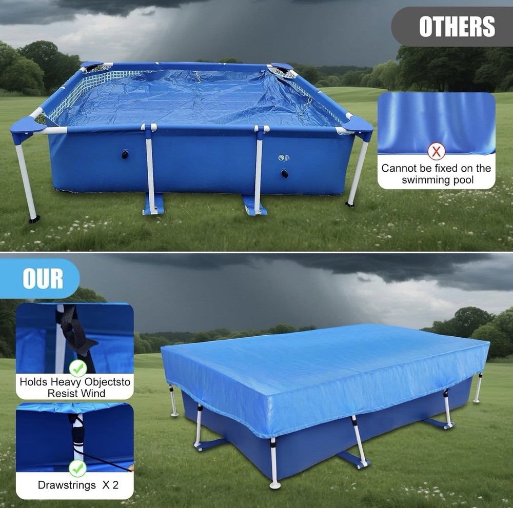 157 X 83 Black Rectangular Pool Cover 13 x 7 ft Rectangle Pool Cover