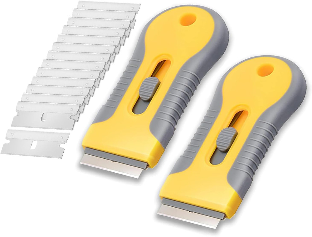 Bates- Razor Blade Scraper, 2 Pack, Razor Scraper Set with 30 Extra Blades, Razo