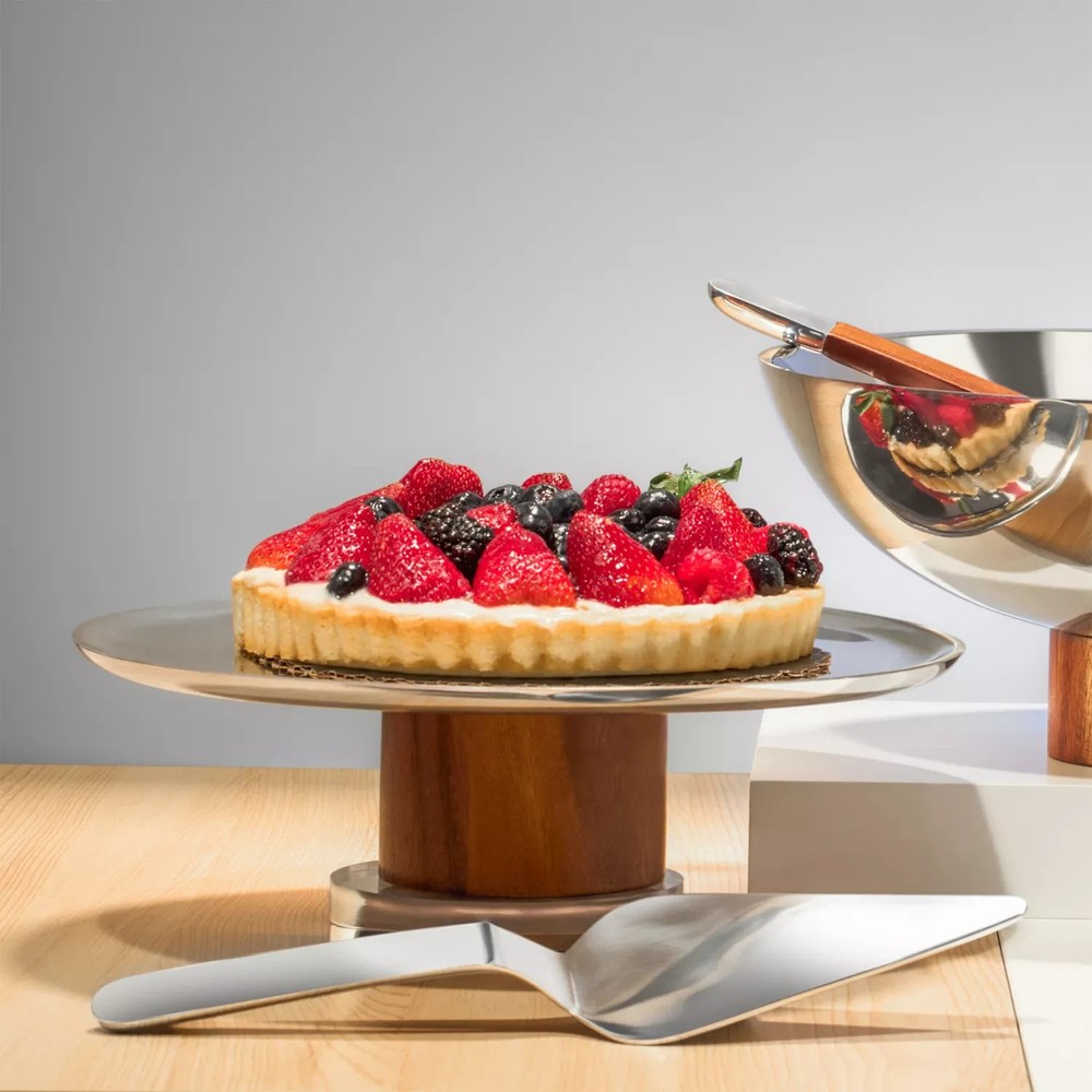 Nambe Pinnacle Cake Plate with Server - Include Scratches