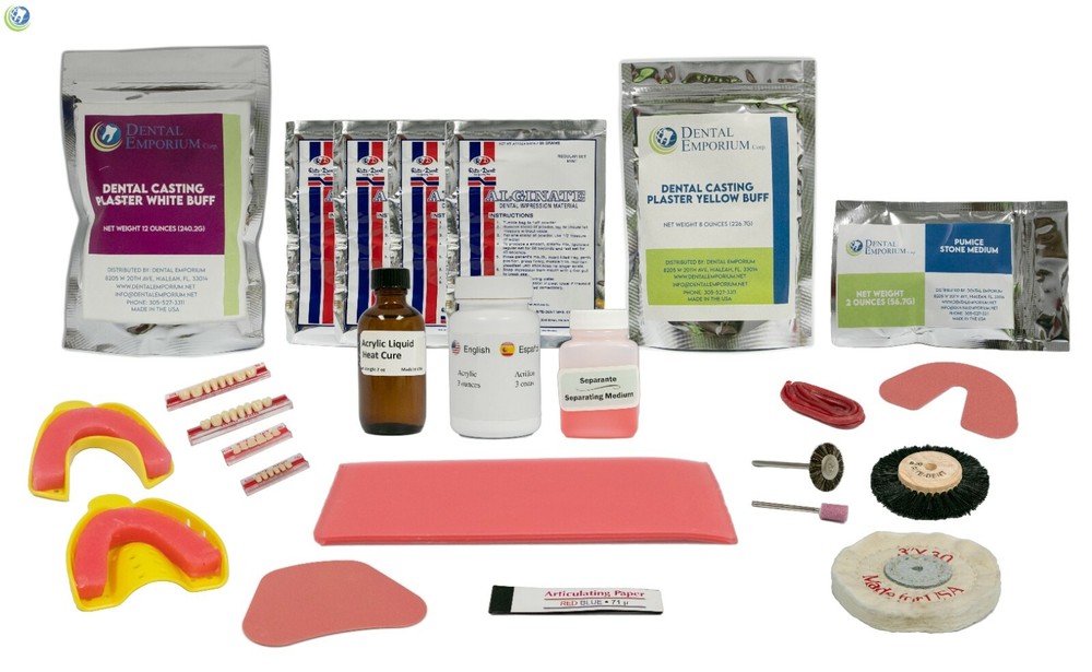 COMPLETE DENTURE UPPER & LOWER DYS REPAIR KIT W/ 28 TEETH - NO INSTRUCTIONS
