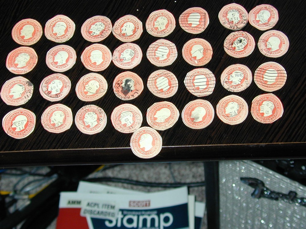 33 CANADA USED EDWARD VII CUT ENVELOPE STAMPS c1910