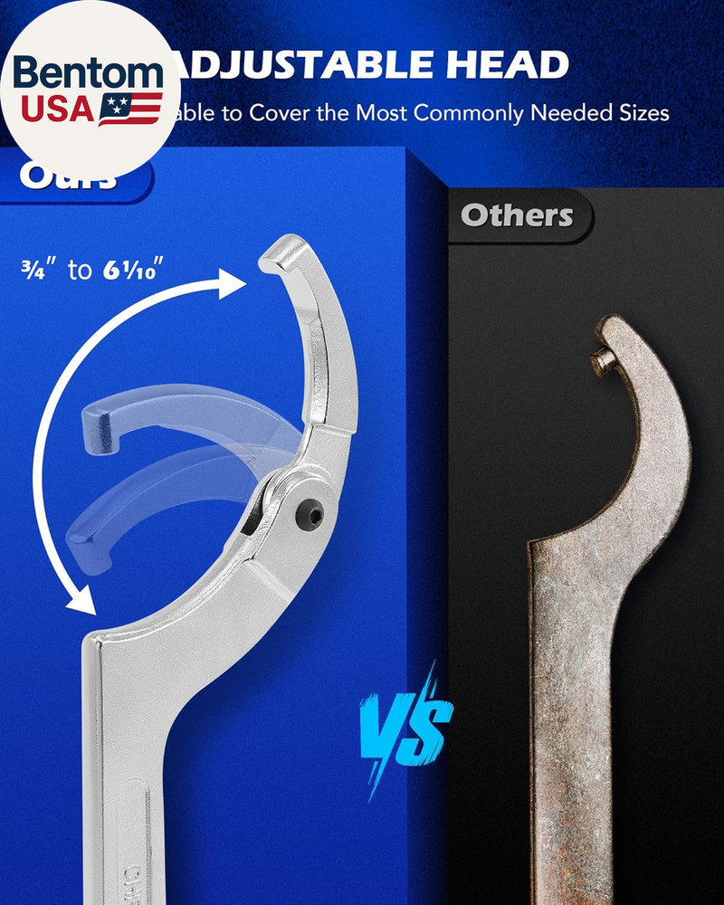 8Pc Adjustable Pin Spanner Wrench Tool Set, Spanner Nut Wrench Tools with Change