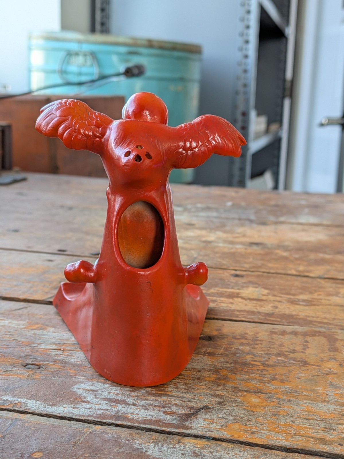 ***RARE*** Schafer Vater Vintage Halloween Red Crow w/Large Bone Ink Well Stand