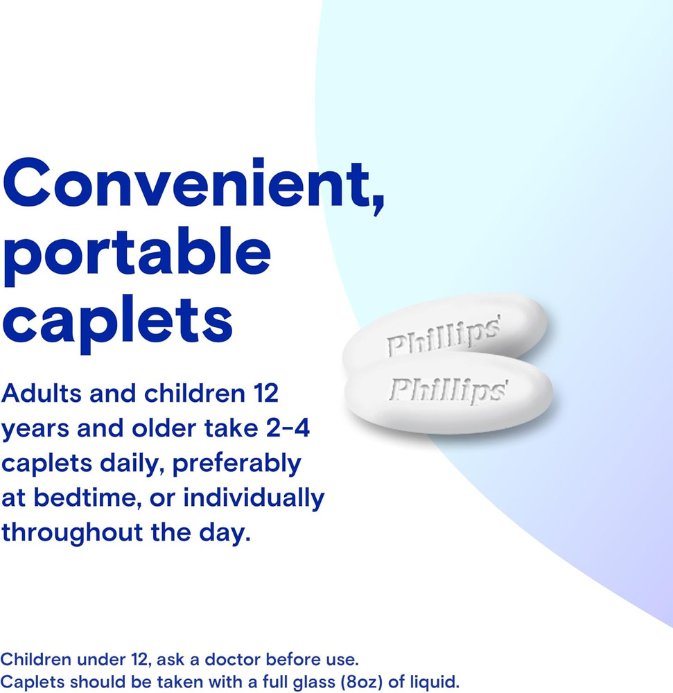 Phillips' Laxative Caplets, with Naturally Sourced Magnesium Supplement