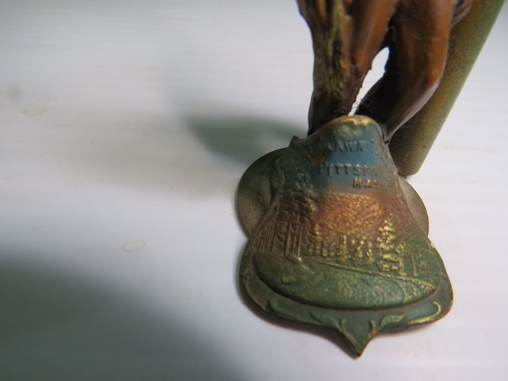 Solid Brass Native American Desktop Pencil Holder Hawk Trail Pittsfield Mass.