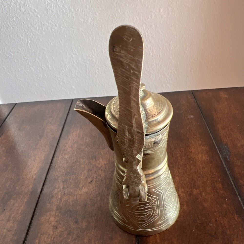 VTG Middle Eastern Coffee Pot Maker With Folding Long Handle 6” Tall