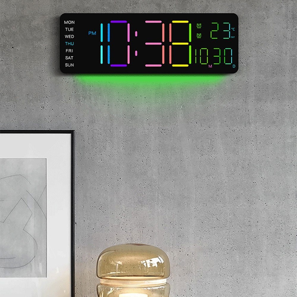 Digital Wall Clock Alarm Functionality Home Decor Customizable Frequency