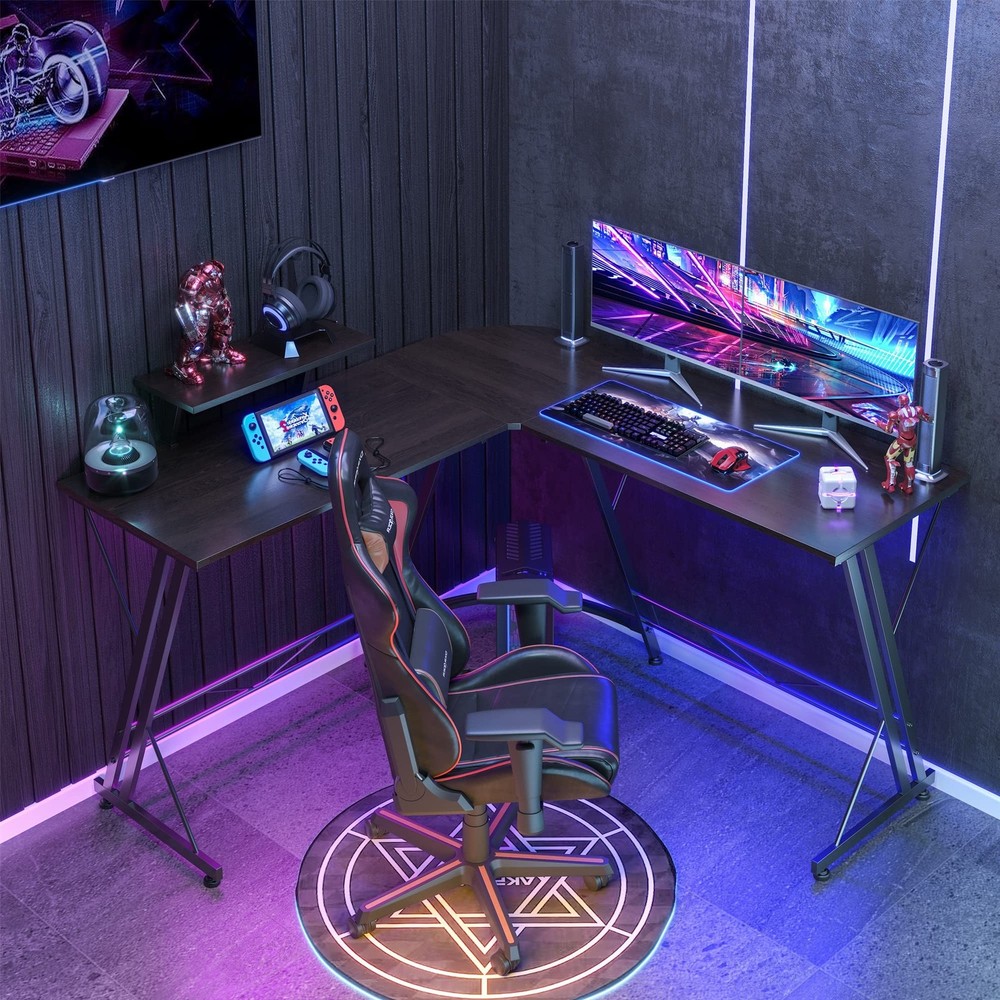 Somdot L Shaped Desk Corner Gaming and Computer Desk for Multiple Screens & M...