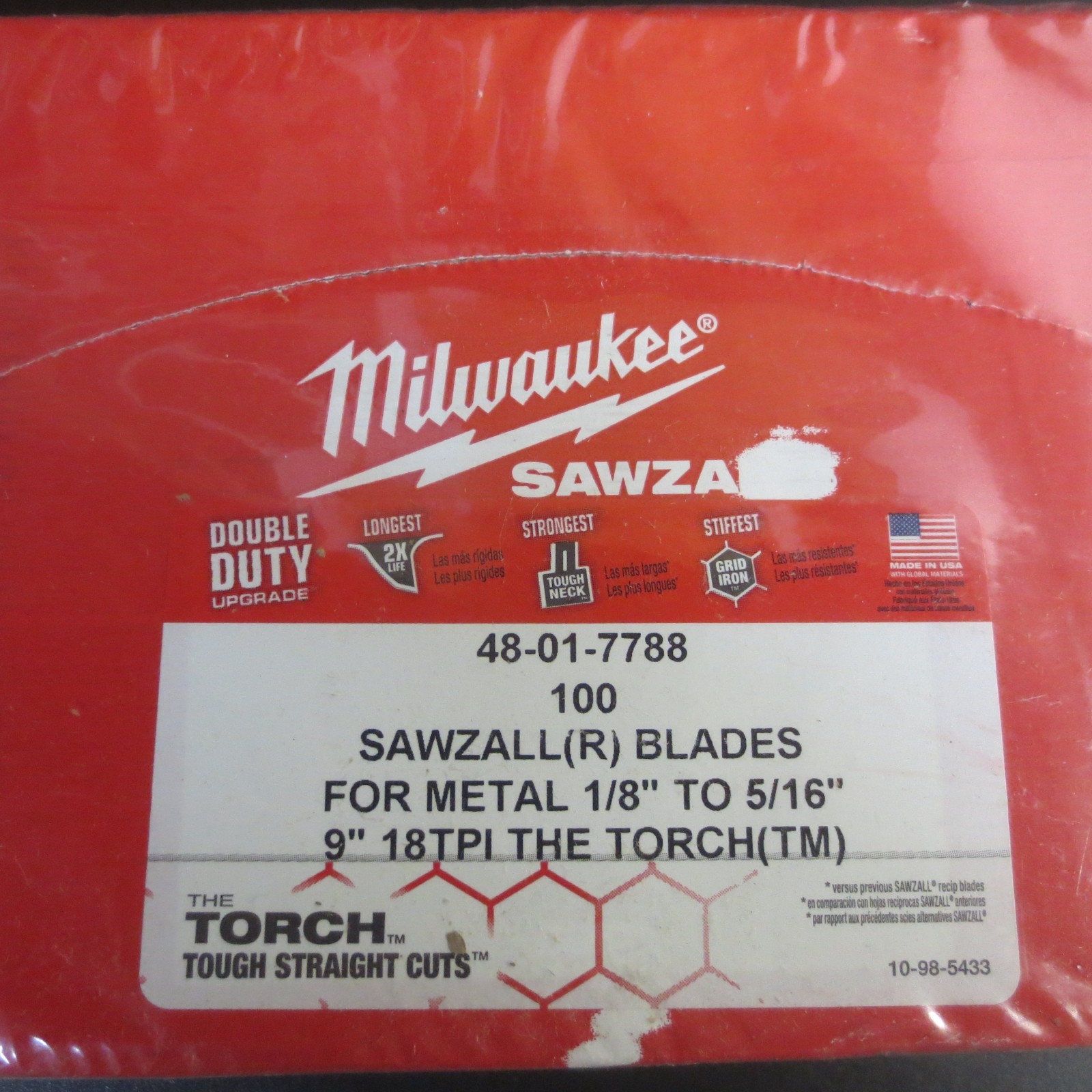 Milwaukee 9" 18 TPI Sawzall Torch Metal Demolition Blade 48-01-7788