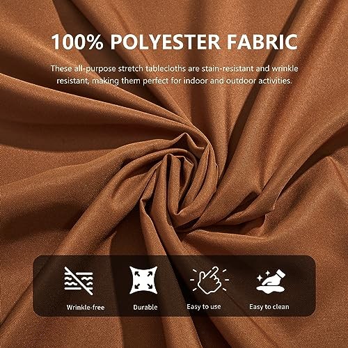Pack Fitted Table Covers for 6 Foot Tables - Water Resistant Washable 4 Brown