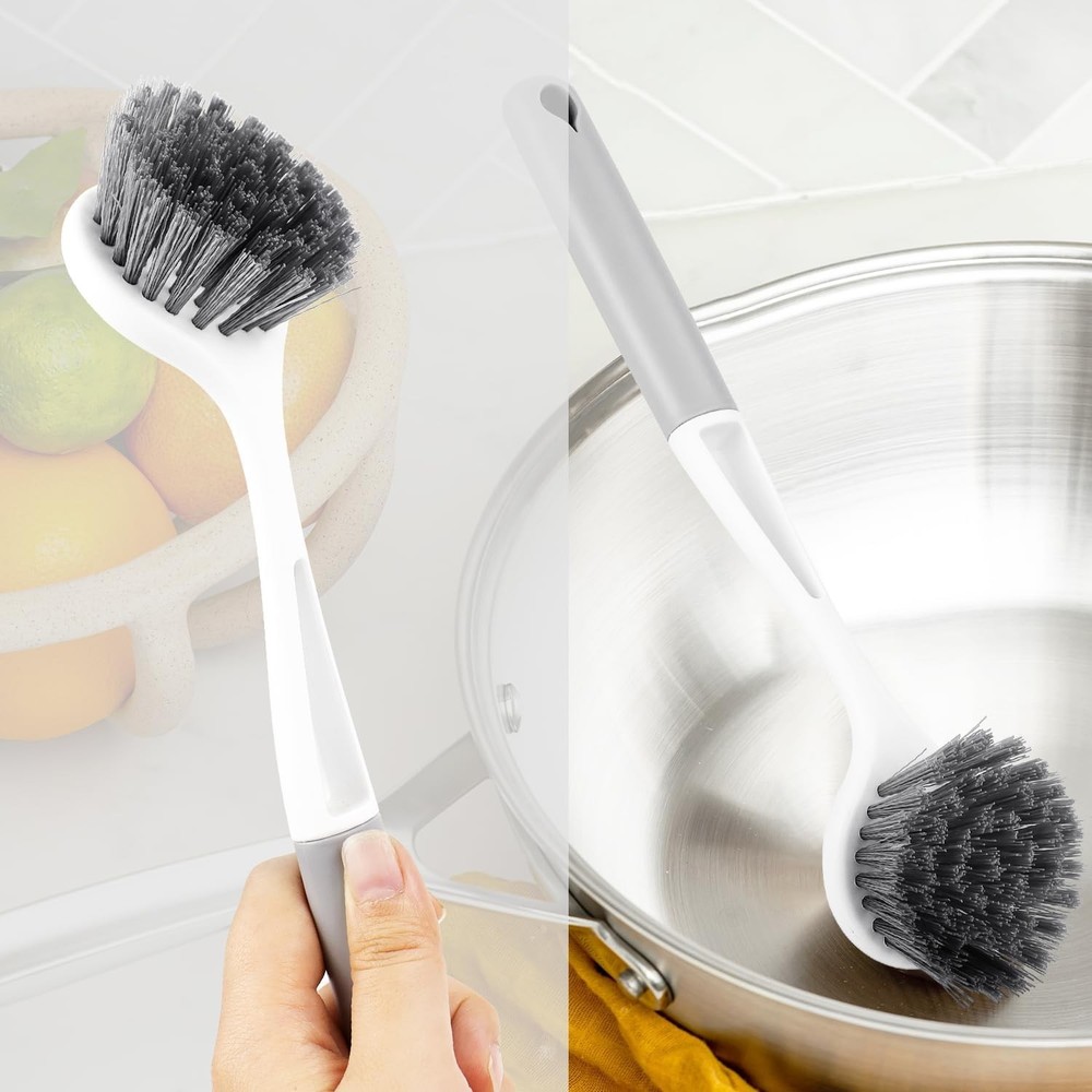 2 Pack Kitchen Scrub Brushes for Cleaning Dish Brush with Handle for Pans, Pots,