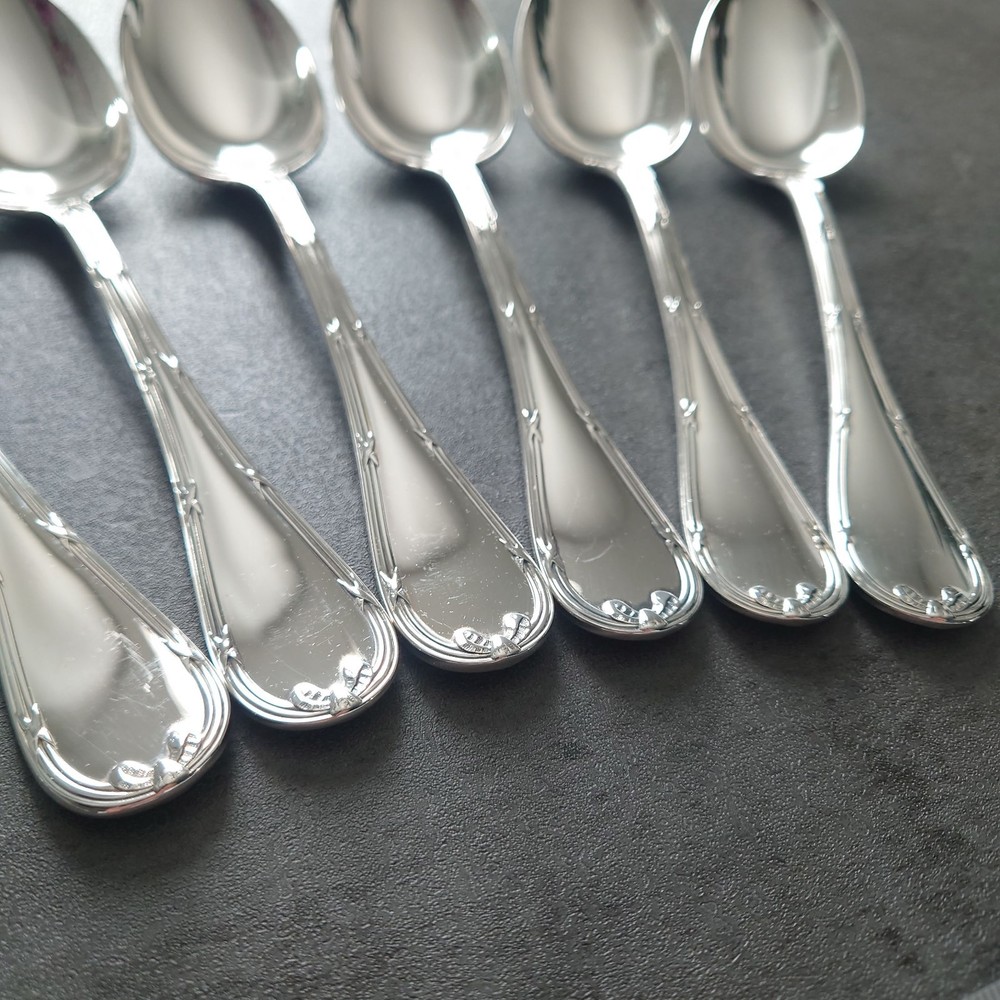Christofle Rubans Standard Spoon 6pcs Silverplate Flatware Excellent