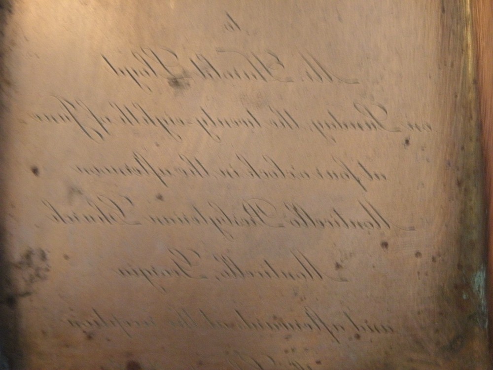 Vintage copper reverse engraved wedding invitation