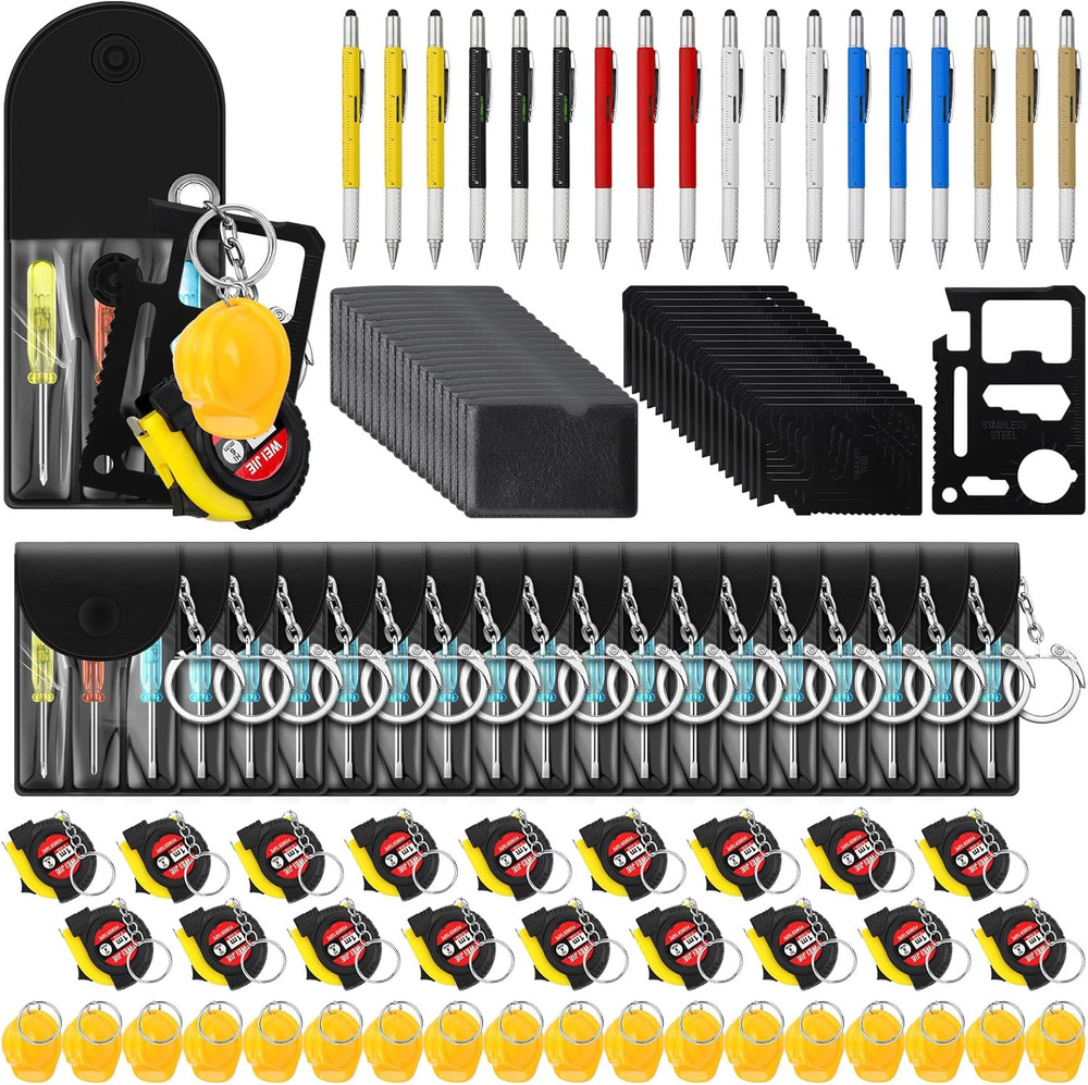 108 Pcs Mini Multitool Set - Tape Measure, Screwdriver, Keychains & More