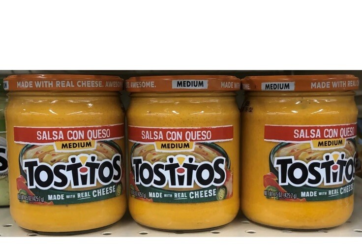 (3) JARS Tostitos Medium Salsa Con Queso 15 oz chips burritos Real Cheese