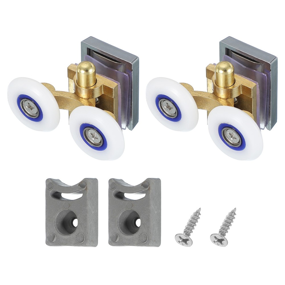 2 Pcs 25mm Double Shower Door Rollers Copper Bottom Wheels Copper Tone