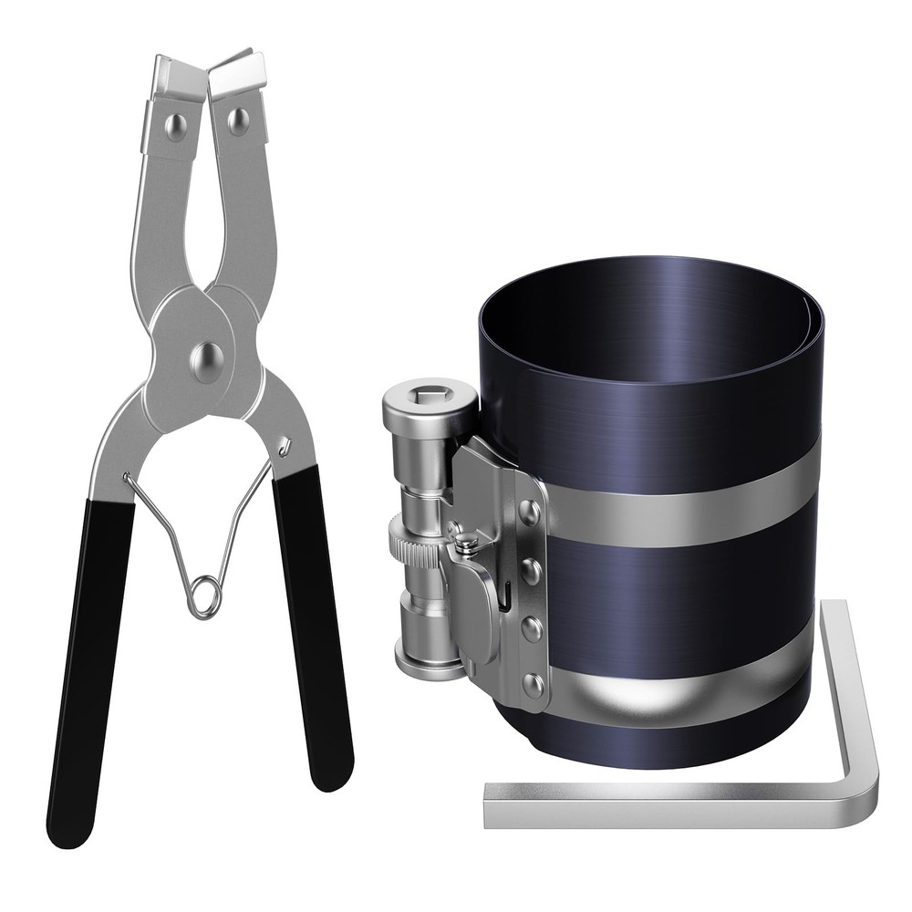 Piston Ring Compressor Tool Kit for Car Engines, Adjustable 21/8" to 7"