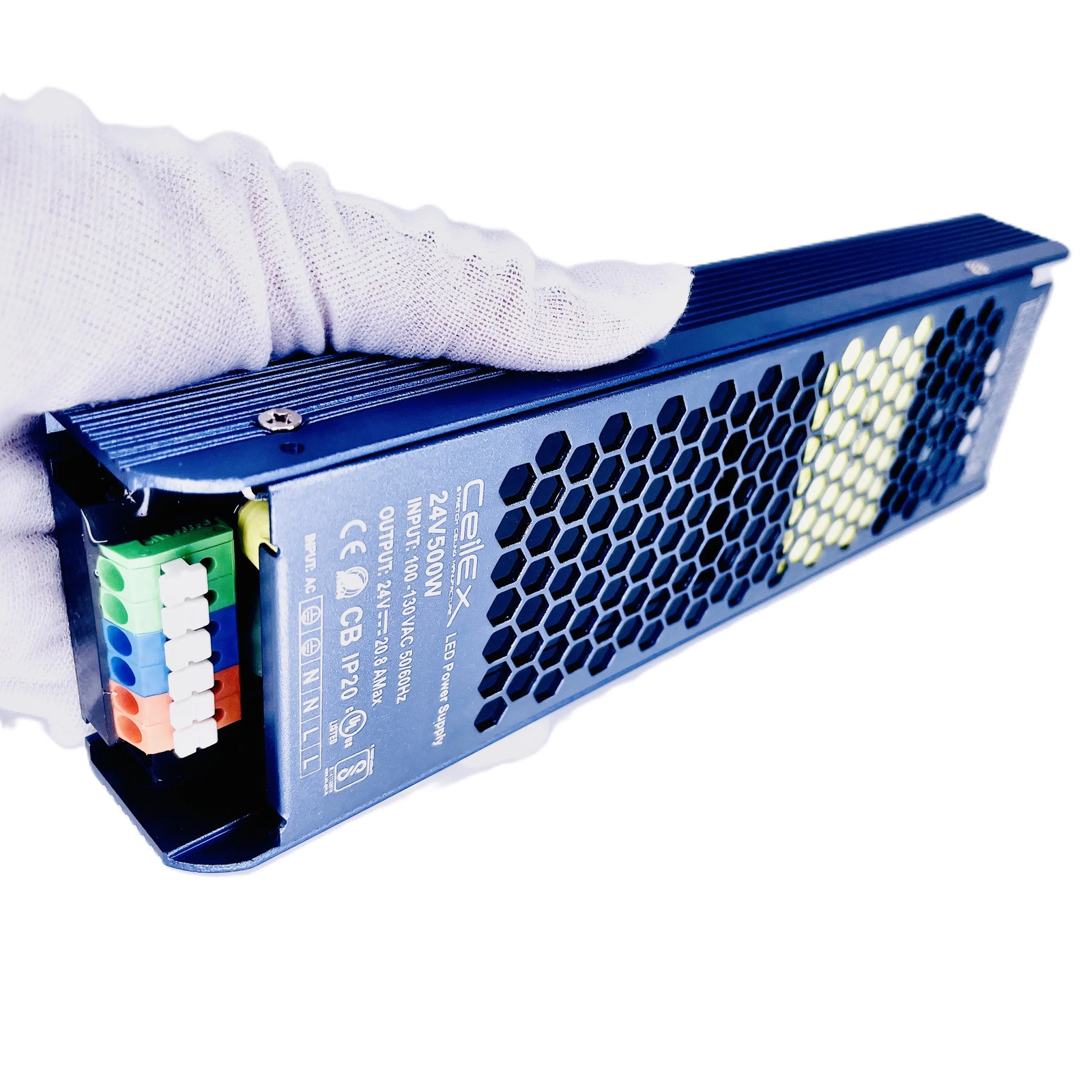 LED Power Supply 24V 500W, IP20 LED Driver, LED Transformer 100-130 VAC 50/60Hz