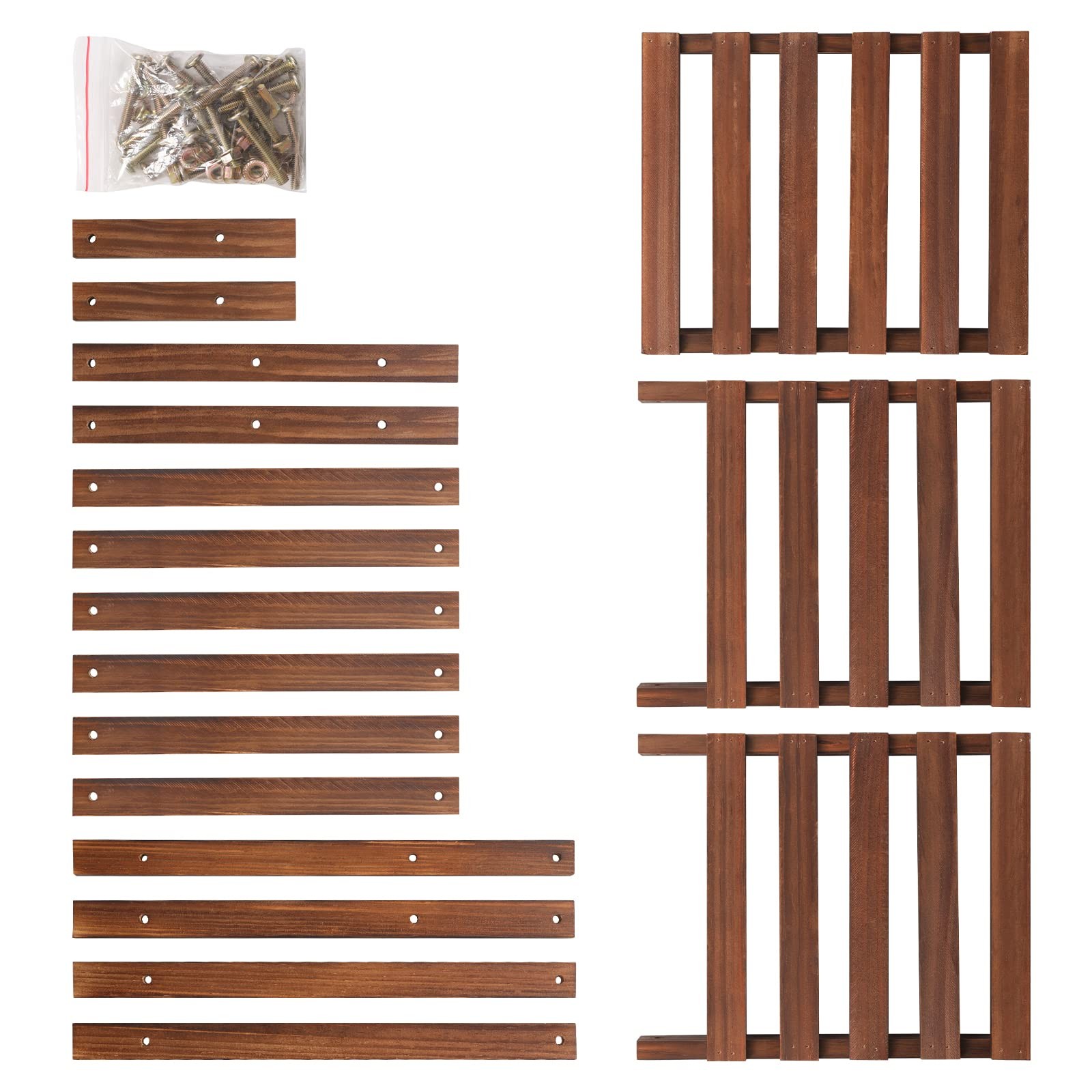 Jotboom 3 Tiers Plant Stand Indoor,Wood Stands for Carbonized color