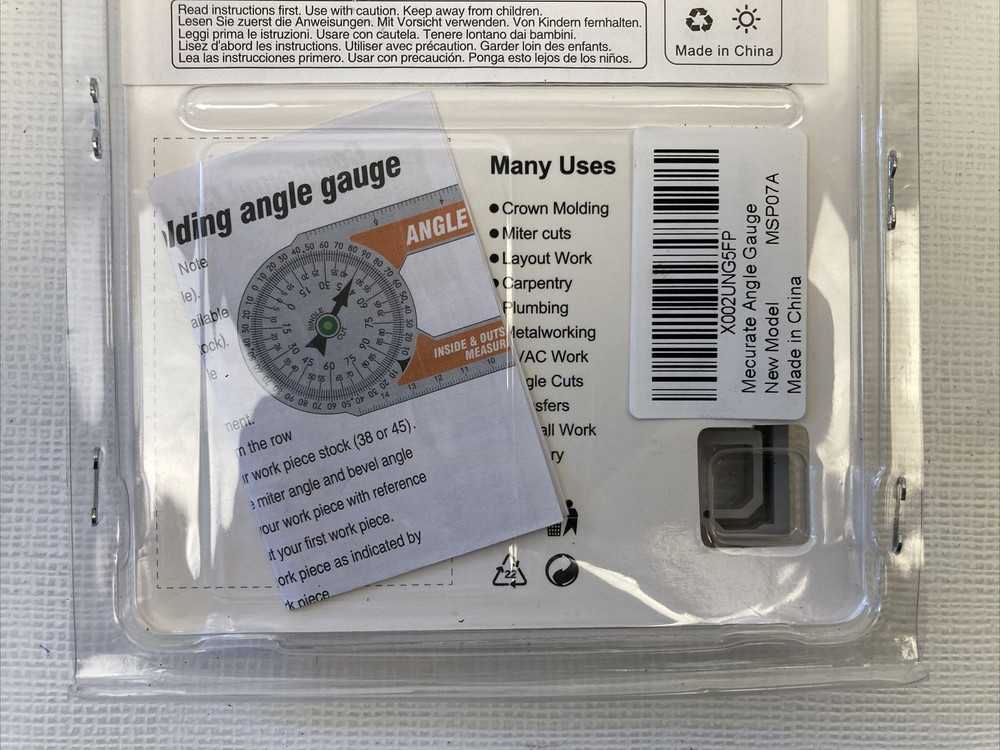 Mecurate Miter Saw Protractor Angle Gauge With Bubble Level New NIB
